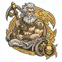 partenon con Zeus holding a lightning tattoo design idea