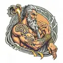 partenon con Zeus holding a lightning tattoo design idea