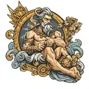 partenon con Zeus holding a lightning tattoo design idea