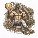 partenon con Zeus holding a lightning tattoo design idea