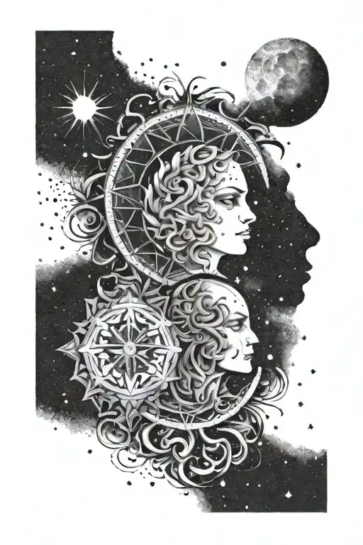 gemini sun, scorpio moon, leo rising tattoo design idea