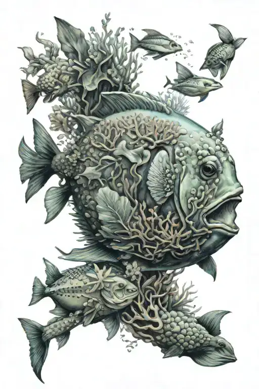 underwater with sea life  tattoo design idea