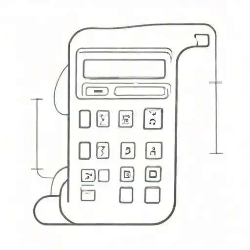 calculator tattoo with some shader and number detail, like a little symbol line art, black and shadow. tattoo design idea