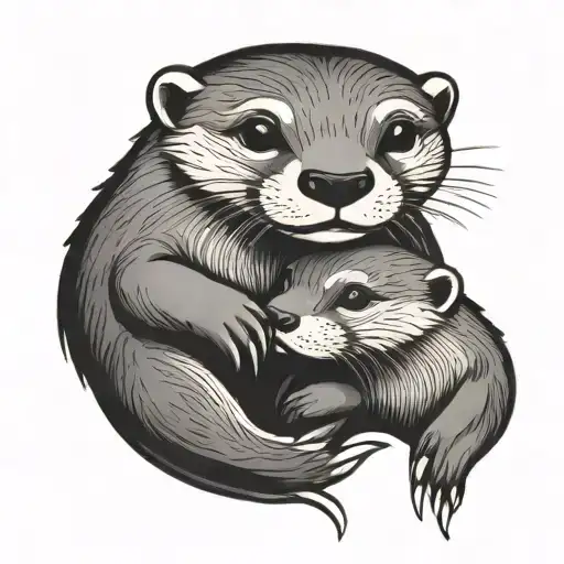 Otters holding hands tattoo design idea