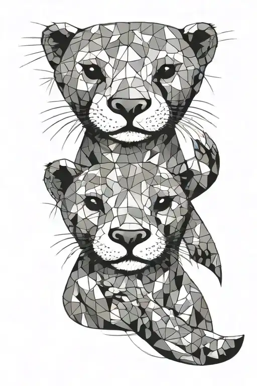 two otters holding each others hand tattoo design idea