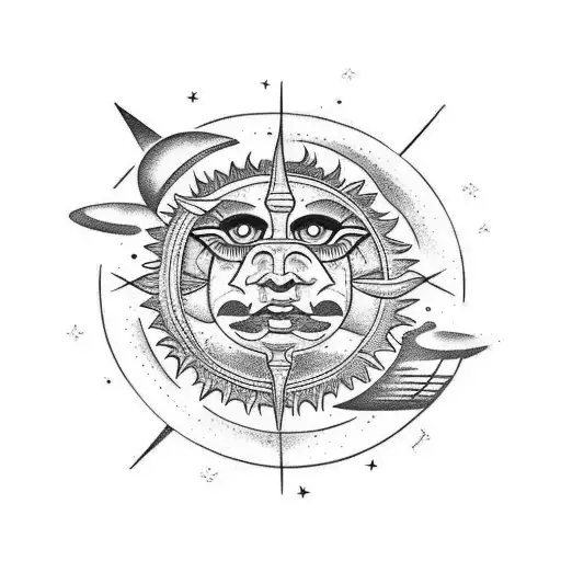Sun and Moon tattoo design idea