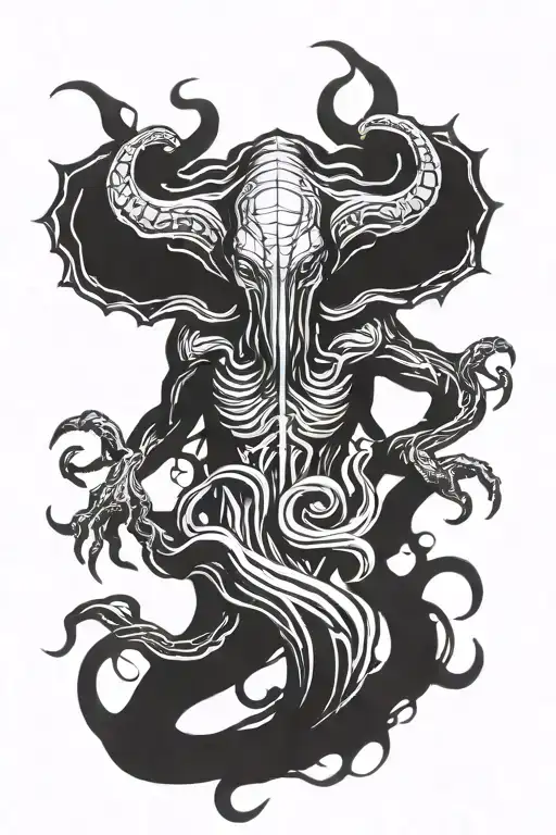 Cthulhu emerging tattoo design idea