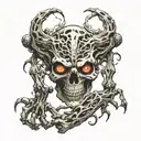 figure of bones with multiple arms and many eyes tattoo design idea