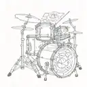 extremely abstract drum set tattoo design idea
