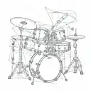 egon schiele abstract drum set tattoo design idea