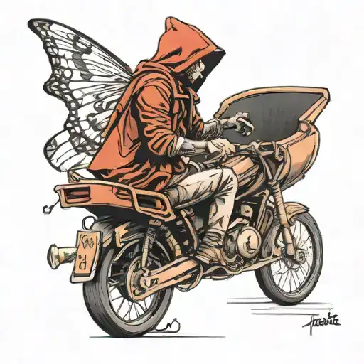 my son Manuel, music, piano, motorcycle riding hood tattoo design idea