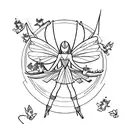 Stack of Books with Fairies tattoo design idea