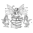 Stack of Books with Fairies tattoo design idea