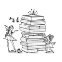Stack of Books with Fairies tattoo design idea