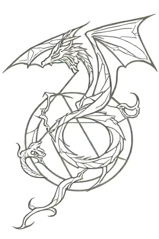 dragon with deathly hallows symbol tattoo design idea
