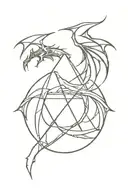 dragon with deathly hallows symbol tattoo design idea