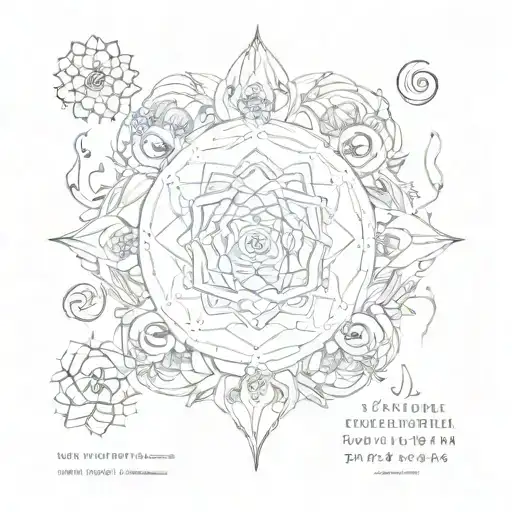 An abstract representation of the elements of nature, with each element corresponding to a different chakra, reflecting your love for nature and chakra therapy tattoo design idea