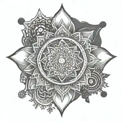 A mandala design incorporating chakra symbols, representing your passion for meditation and chakra therapy tattoo design idea