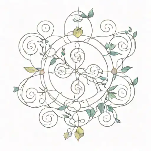 A tattoo design incorporating the seven chakras intertwined with vines, symbolizing growth and healing tattoo design idea