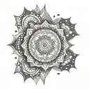 A mandala design incorporating chakra symbols, representing your passion for meditation and chakra therapy tattoo design idea