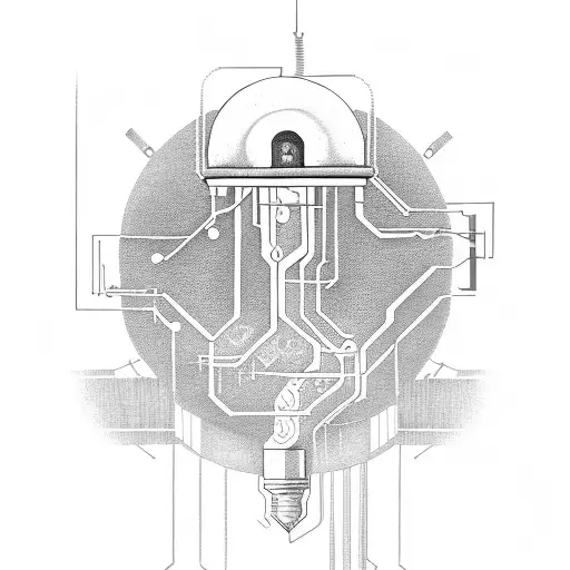 bulb inside cpu chip and circuit tattoo design idea