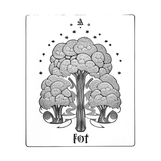 broccoli floret tarot card tattoo design idea