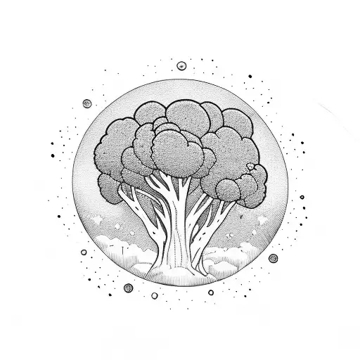 space broccoli floret tarot card tattoo design idea