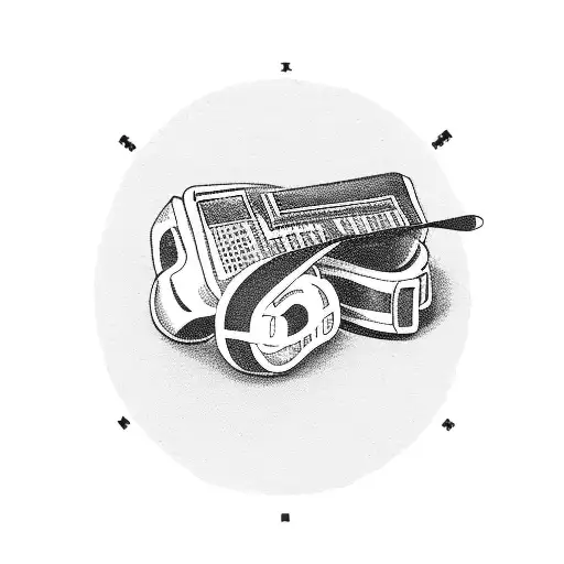 A concert ticket with a phone and music symbols incorporated tattoo design idea