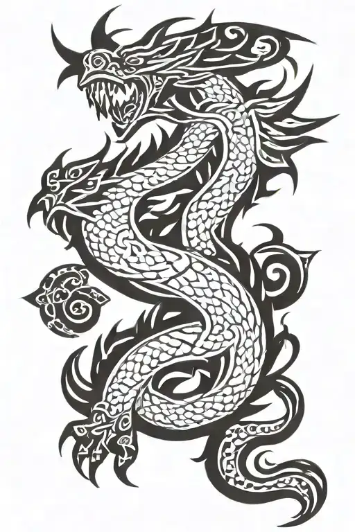 nordic dragon with wings tattoo design idea