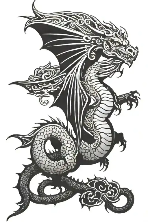 nordic dragon with wings tattoo design idea