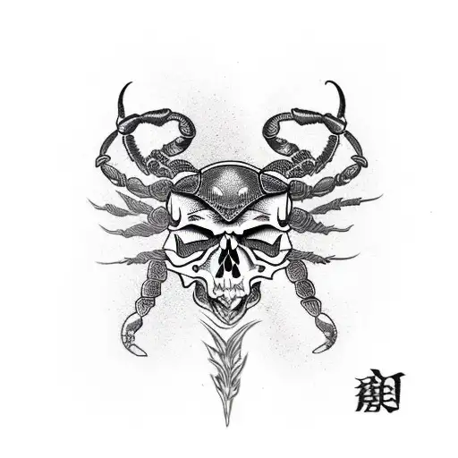 skull scorpion tattoo design idea