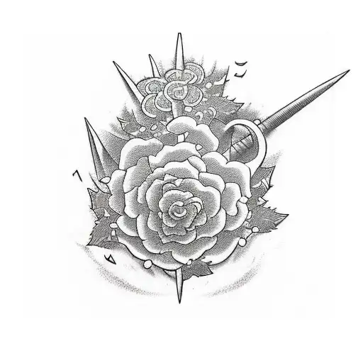 spike weapon ivy tattoo design idea