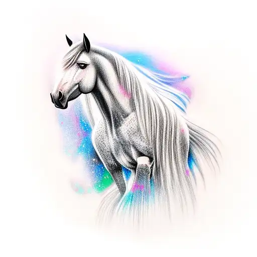 tattoo of a horse with icicles hanging from its mane tattoo design idea