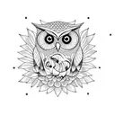 owl with calli Lilly  tattoo design idea