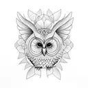 owl with calli Lilly  tattoo design idea