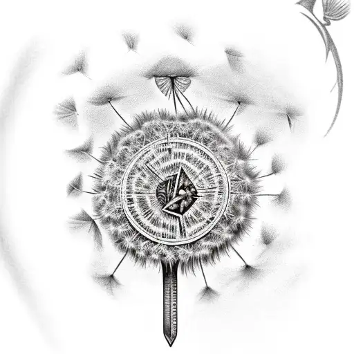 Destiny , dandelion , libra , doves tattoo design idea