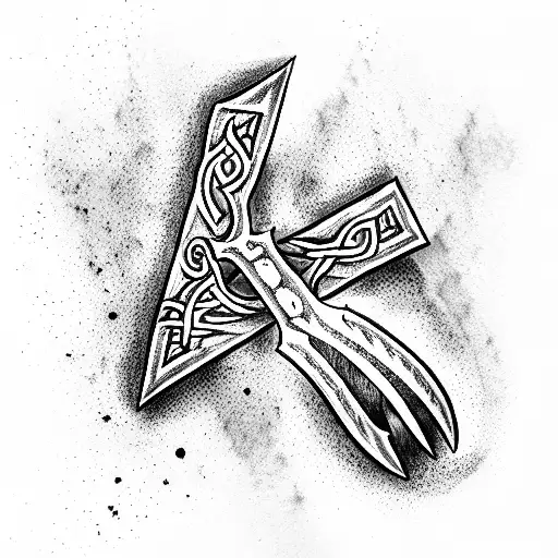 Nordic runes Biar axe  tattoo design idea