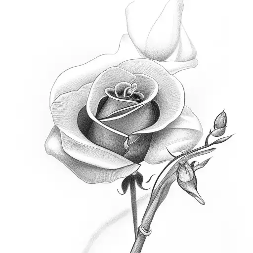 Black and Grey "A Rose And An Orchid Twined Together..." Tattoo Idea