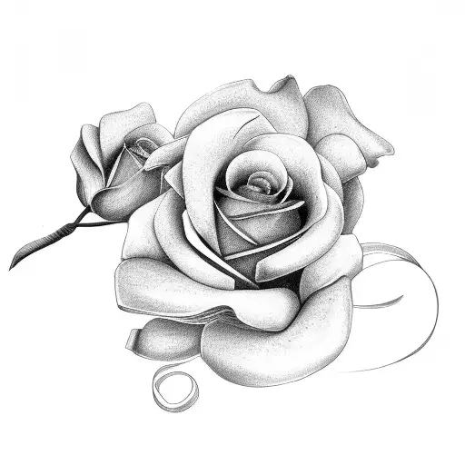 Black and Grey "A Rose And An Orchid Twined Together..." Tattoo Idea