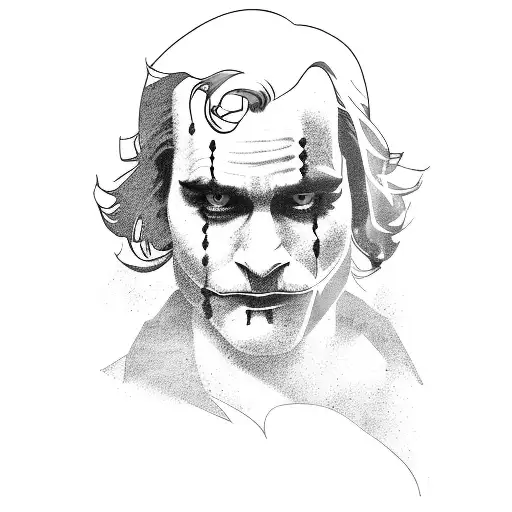 joaquin phoenix joker with a revolver tattoo design idea