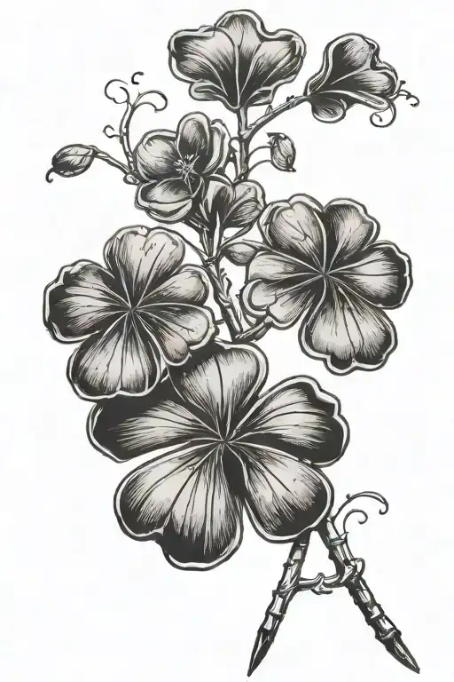 four leaf clover made tattoo design idea