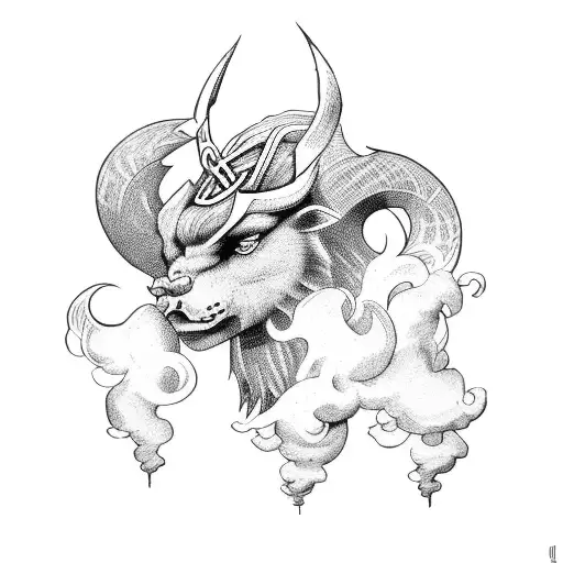 norse gods in clouds tattoo design idea