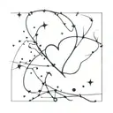 almost partner, incomplete love, heart, care, universe, stars, thorns, sparkle tattoo design idea