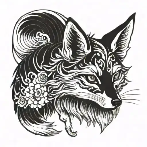 kitsune fox tattoo design idea
