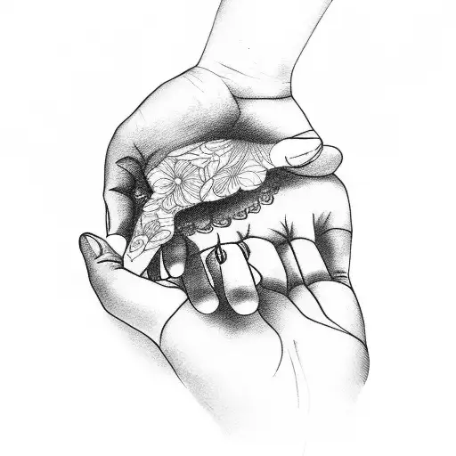 male hands giving massage tattoo design idea