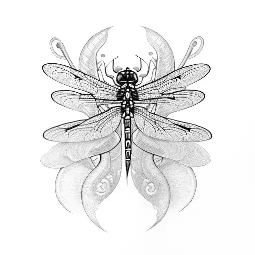 dragonfly setting on fire tattoo design idea