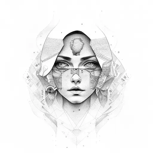 A portrait of NF with dotwork shading tattoo design idea