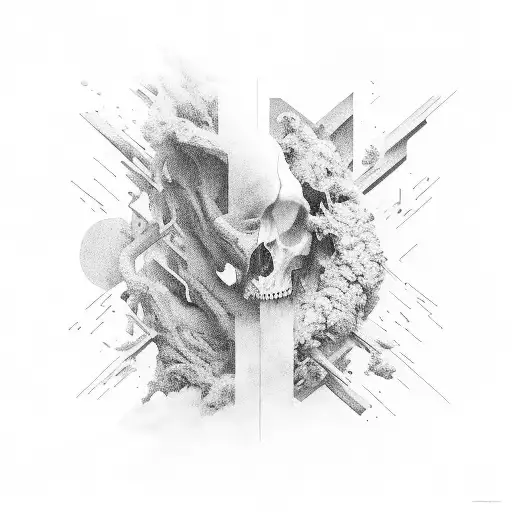 NF album cover recreated in black-grey style tattoo design idea