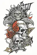 sum 41 logos incorporated tattoo design idea