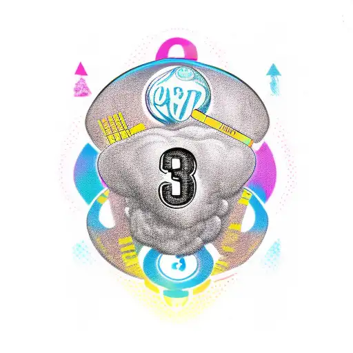 number 3 with 70s style font tattoo design idea